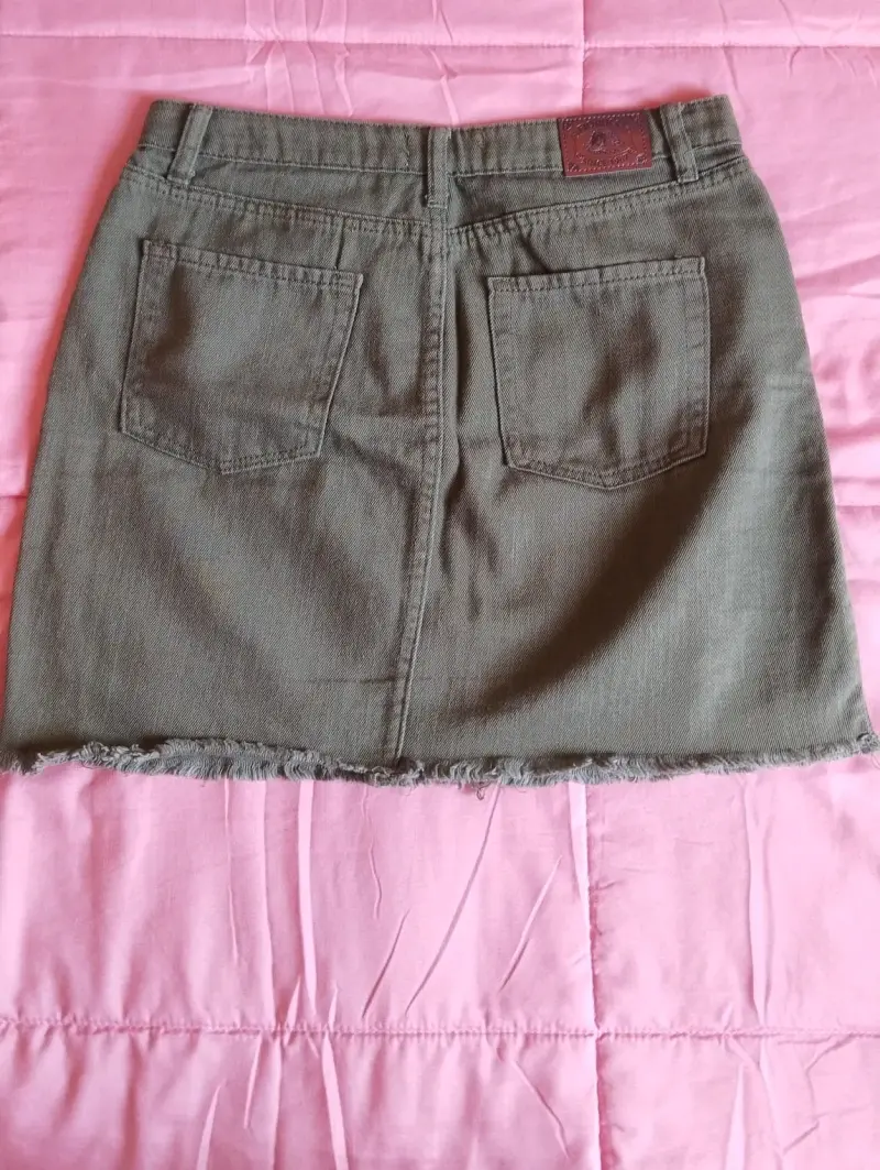 Falda de mezclilla verde talla L - 3