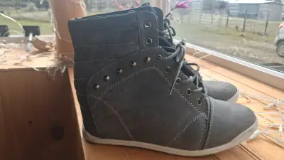 Botines de lona gris con cordones - miniatura 2