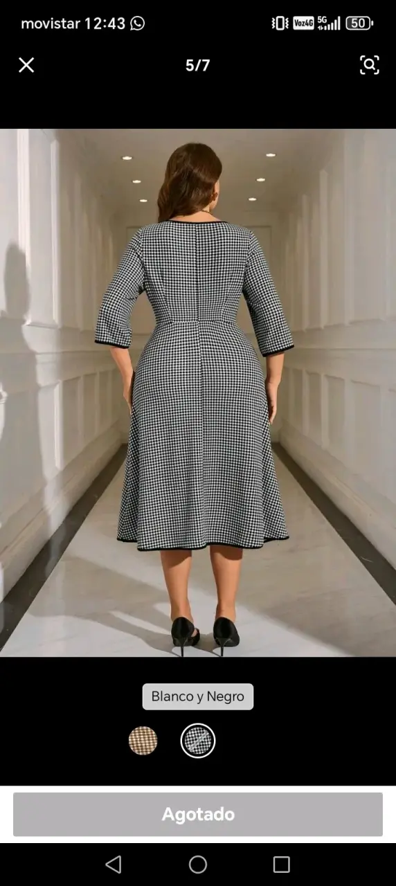 Vestido a cuadros blanco y negro elegante - 3