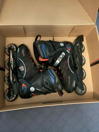 Patines en línea Fila Primo Comp negros y naranjas - miniatura 1