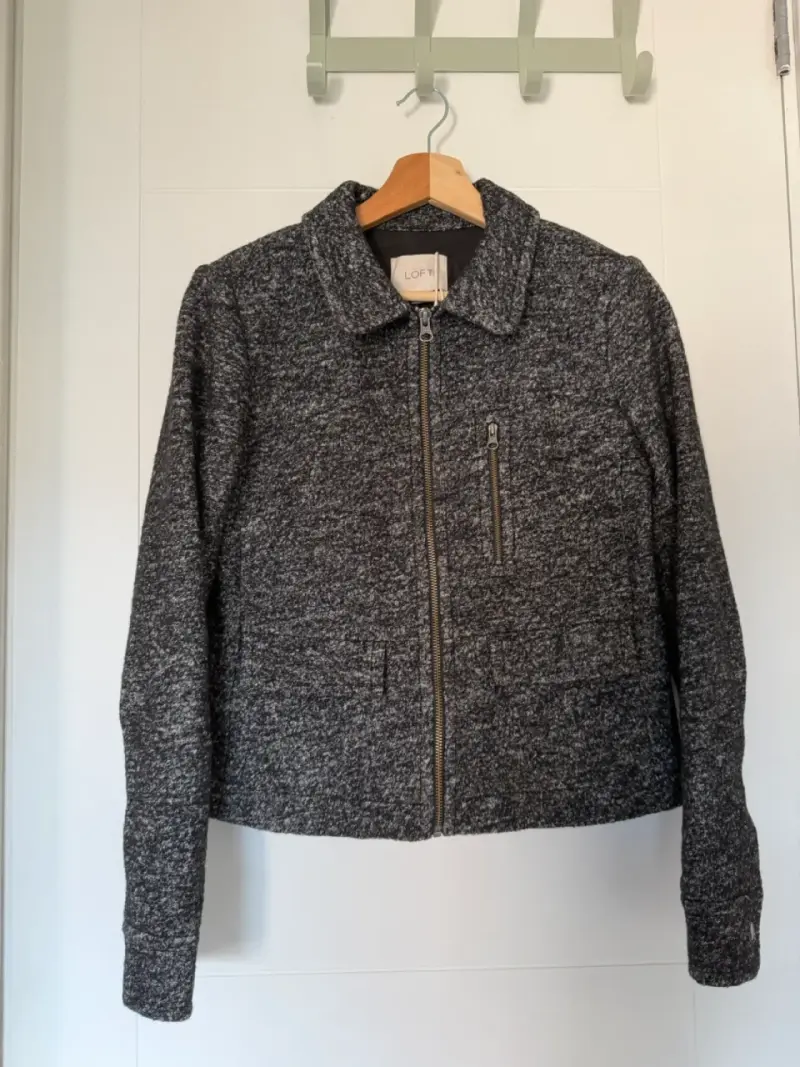 Chaqueta de lana gris Loft con cierre - 1
