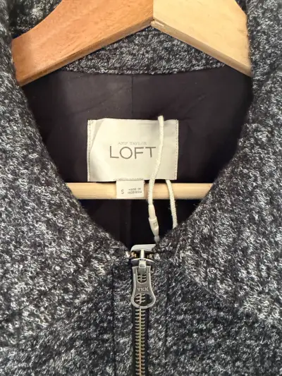 Chaqueta de lana gris Loft con cierre - miniatura 2