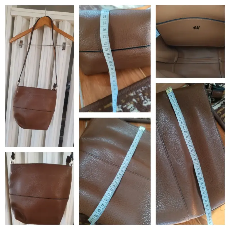 Bolso de cuero marrón H&M con correa ajustable