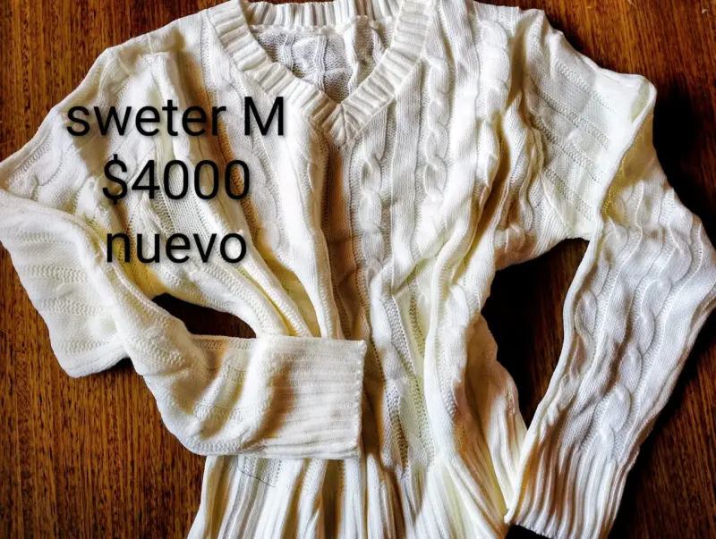 Suéter blanco de punto para mujer talla M