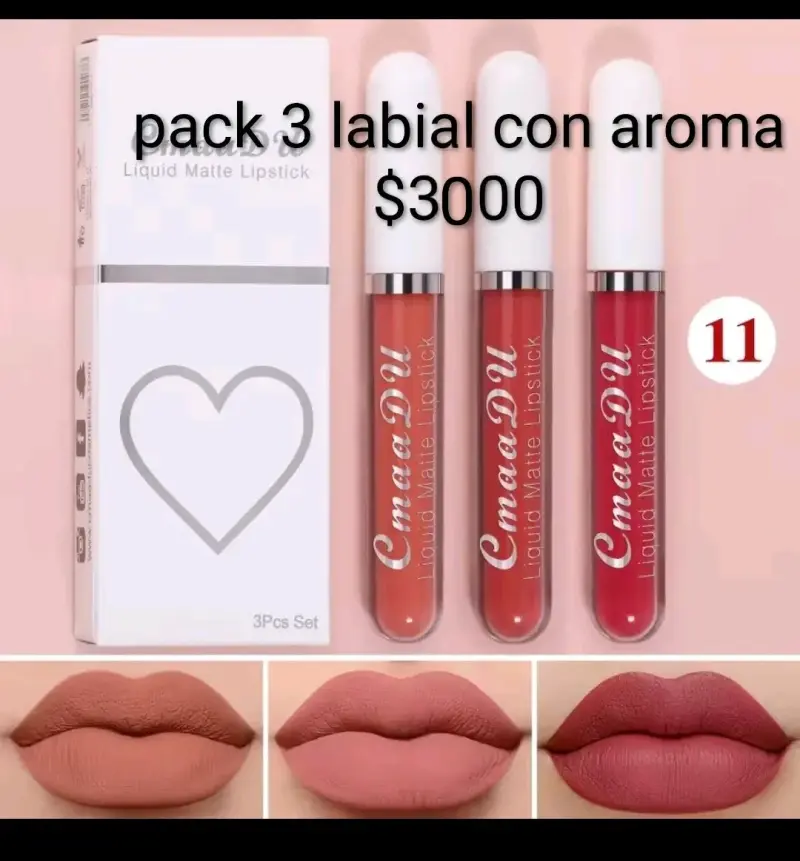 Pack de 3 labiales líquidos mate con aroma