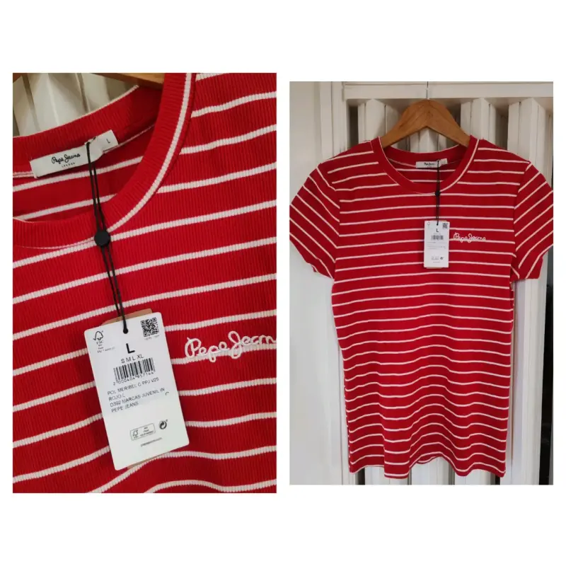 Polera rayada roja Pepe Jeans talla L