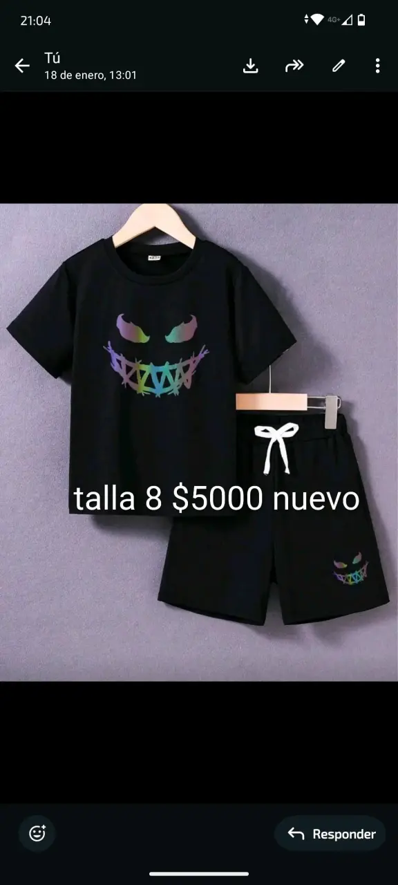 Conjunto de polera y short para niño talla 8