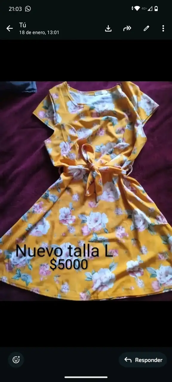 Vestido floral amarillo talla L nuevo