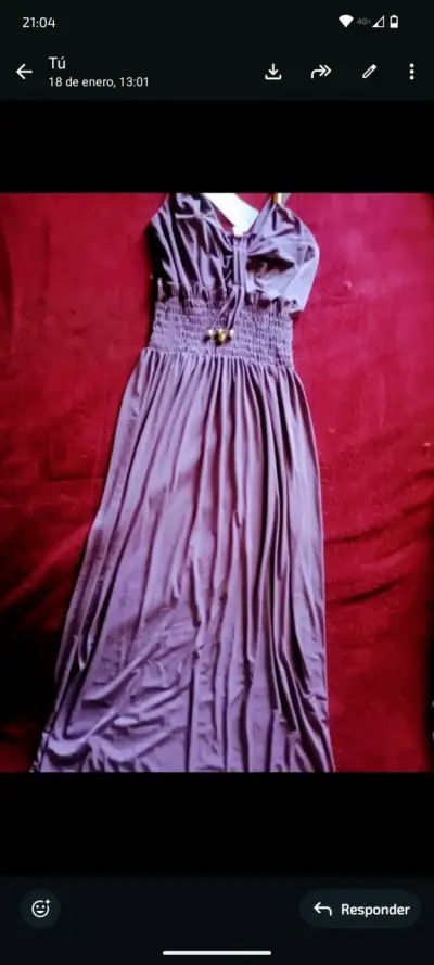 Vestido largo morado con tirantes - miniatura 2