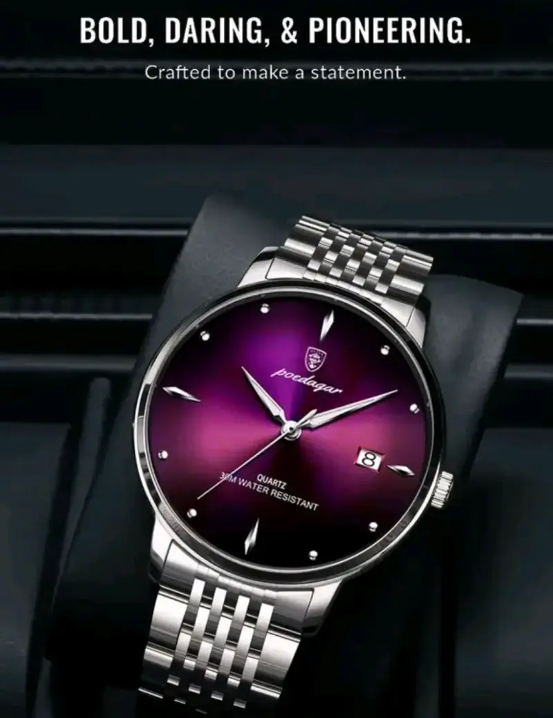 Reloj de pulsera Poedagar cuarzo resistente al agua