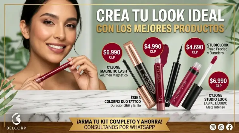 Kit de Maquillaje Cyzone y Ésika con Labial y Máscara