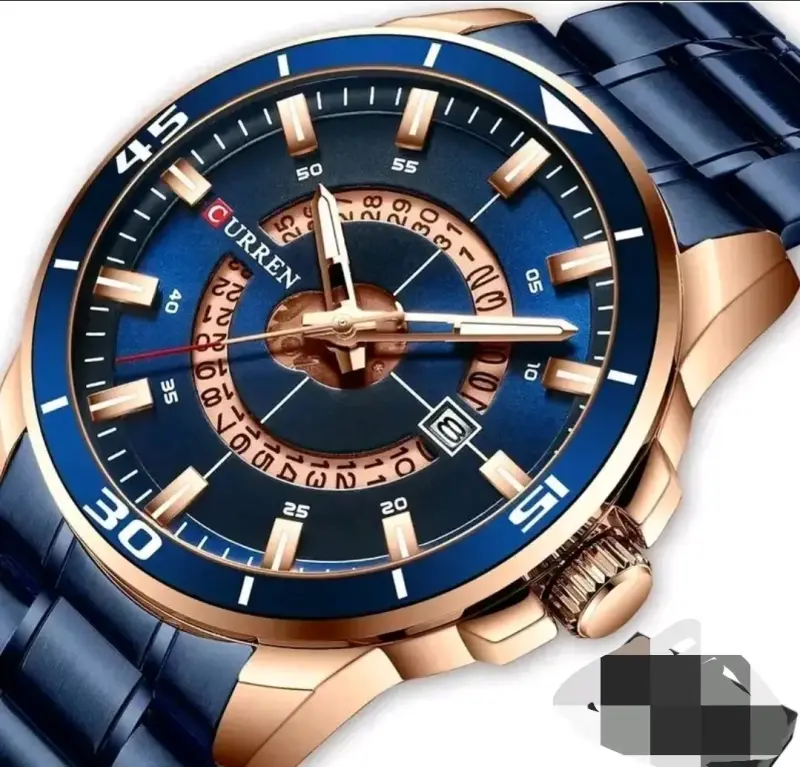 Reloj de pulsera Curren azul y dorado