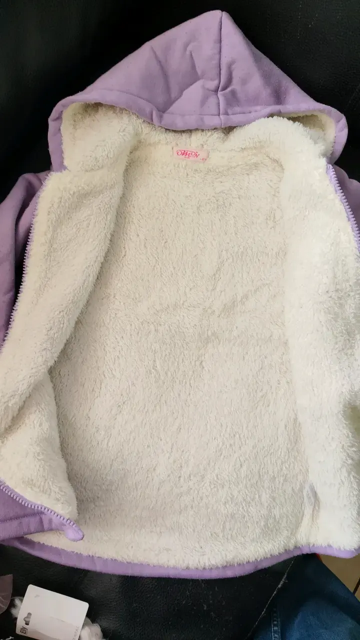 Chaqueta de polar morada con capucha para niña - 2