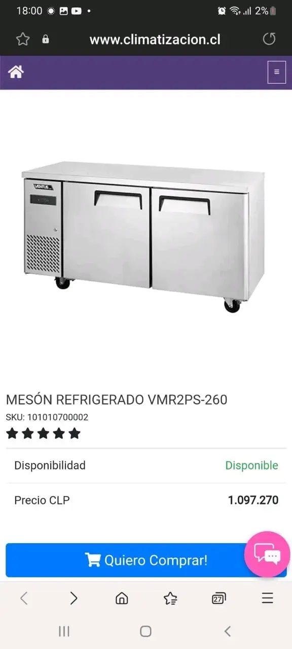 Mesón refrigerado Ventus VMR2PS-260 en acero inoxidable - 4