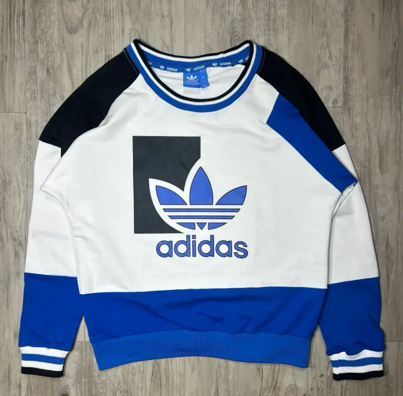 Polerón Adidas azul y blanco unisex