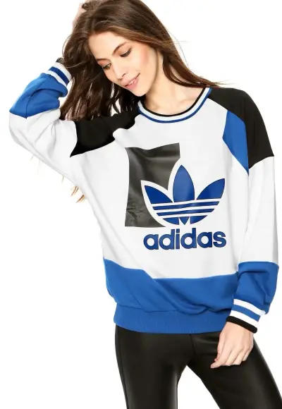 Polerón Adidas azul y blanco unisex - miniatura 3