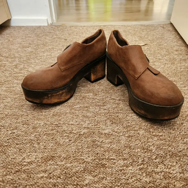 Zapatos de plataforma marrones con hebilla vintage - 3
