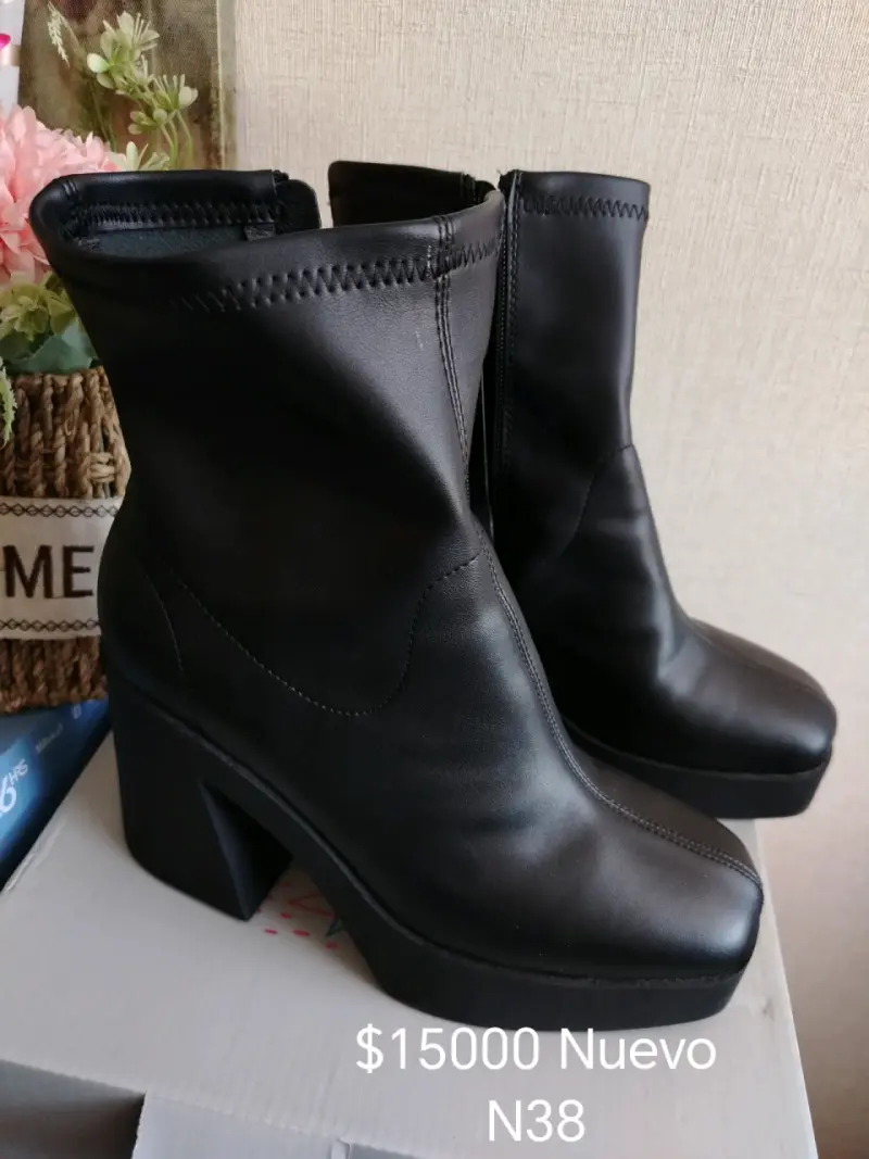 Botines de ecocuero negro con plataforma - 3