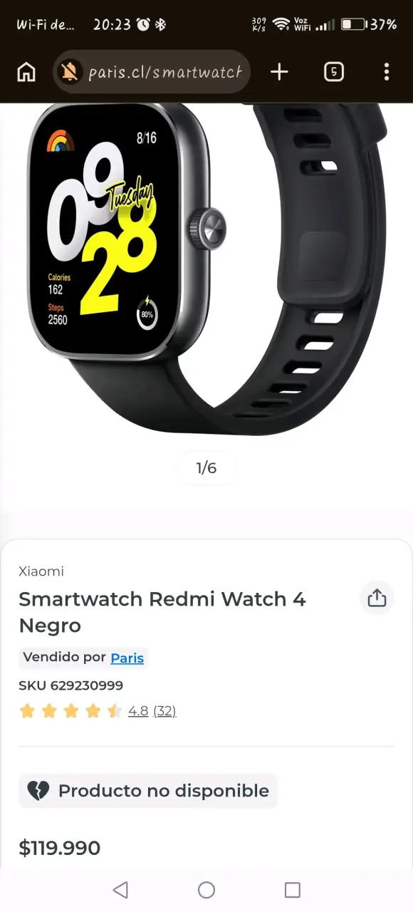 Reloj inteligente con correa negra y cargador - 6