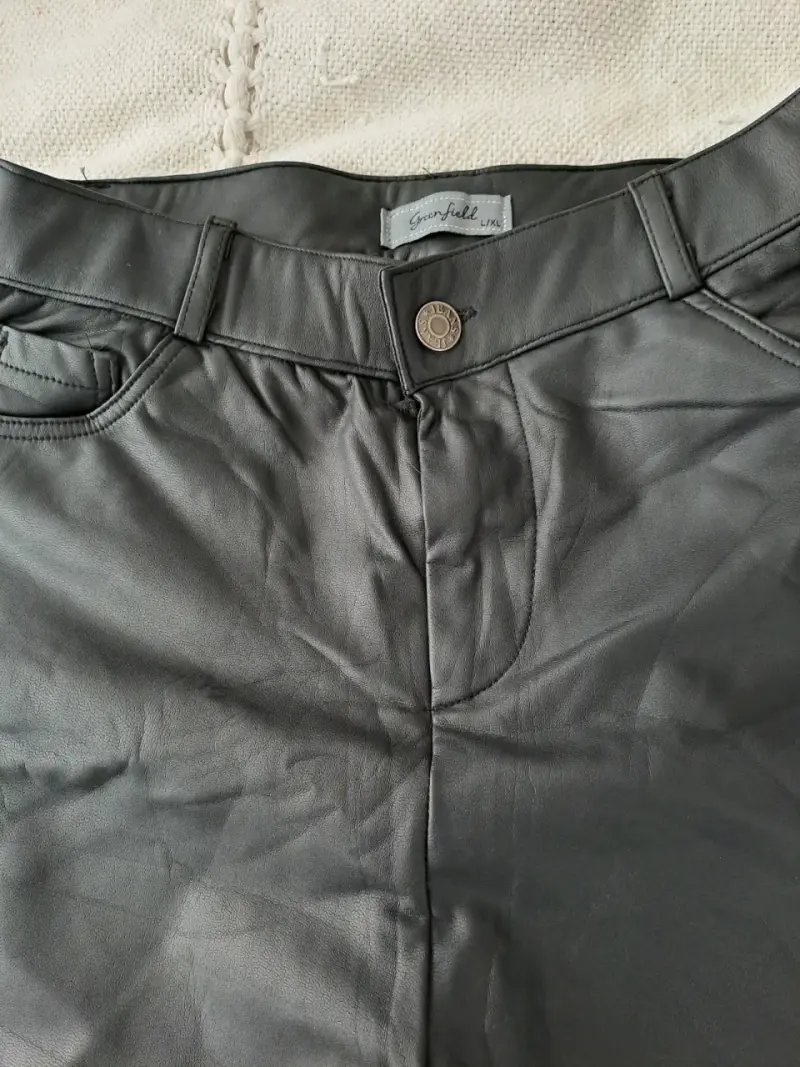 Pantalones de cuero sintético negro Greenfield L/XL