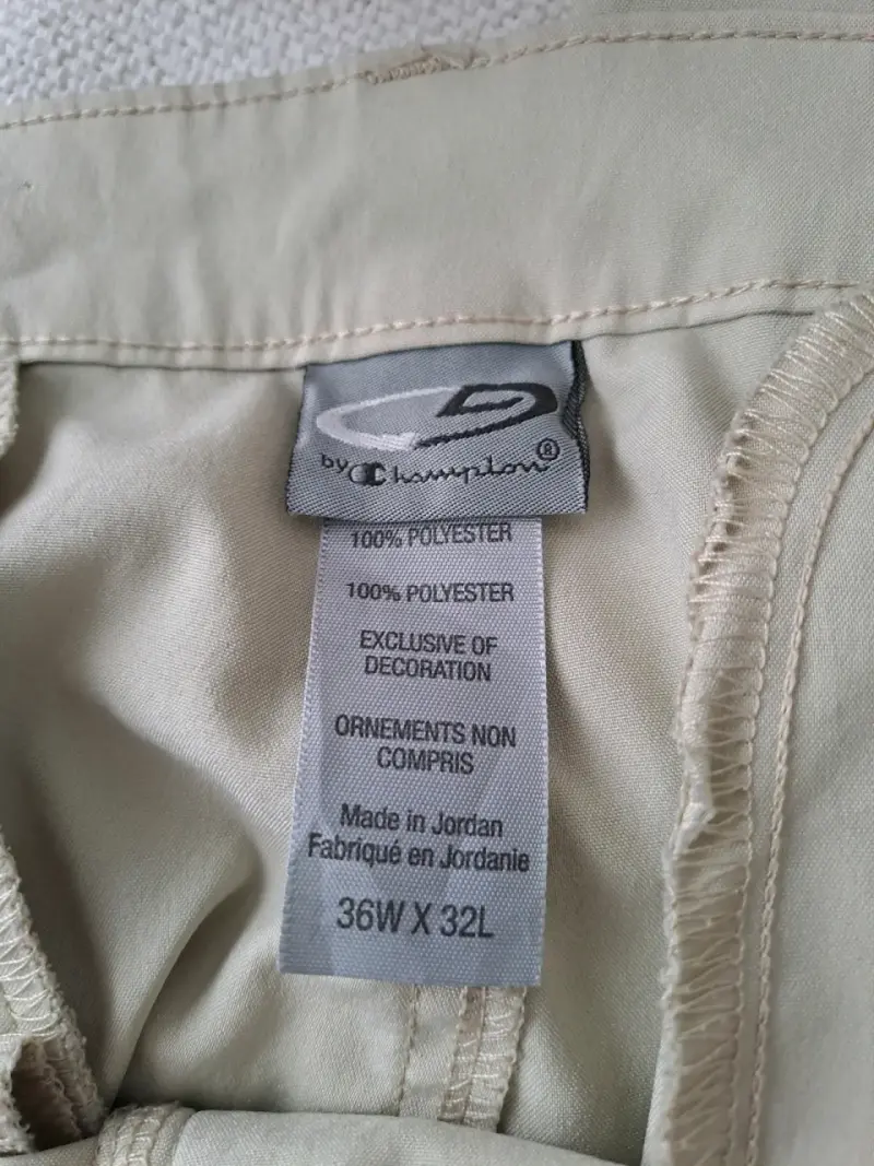 Pantalones beige de poliéster Champion talla 36W x 32L