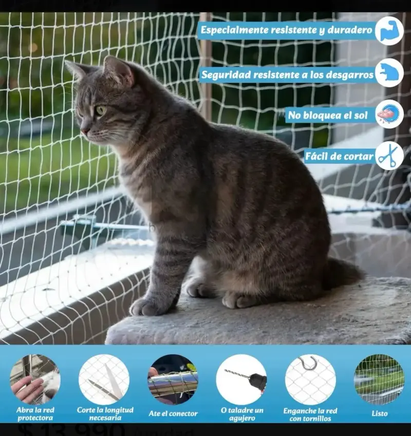 Red de Seguridad para Gatos Vitrineon 6x3m - 3