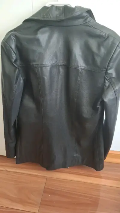 Chaqueta de cuero negro para mujer talla S/M - miniatura 3