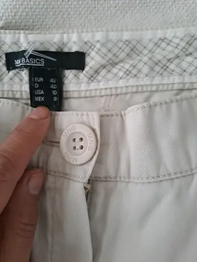 Pantalones beige para mujer MNG Basics talla 42 - miniatura 2