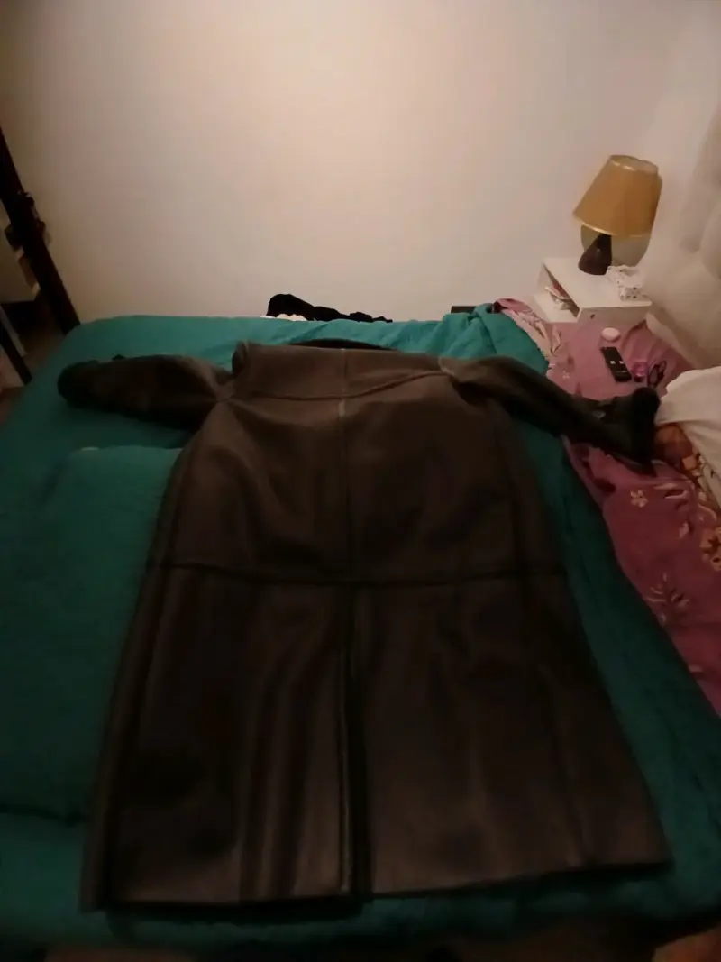 Abrigo de piel sintética marrón para mujer - 4