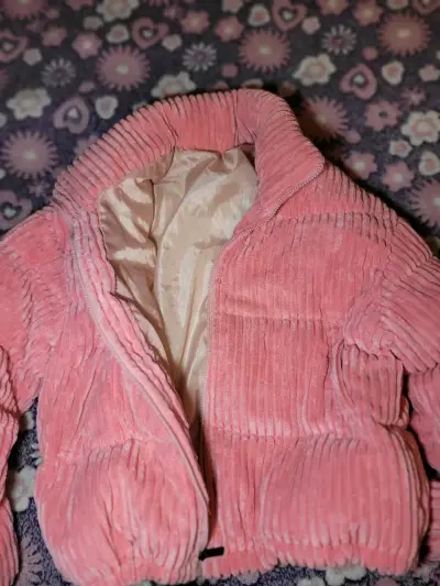 Chaqueta de pana rosada para mujer - miniatura 3