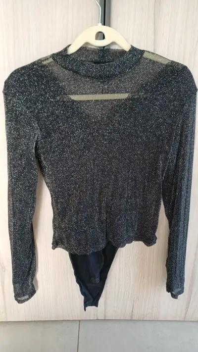 Body de manga larga  mas polera con brillo negro - miniatura 1