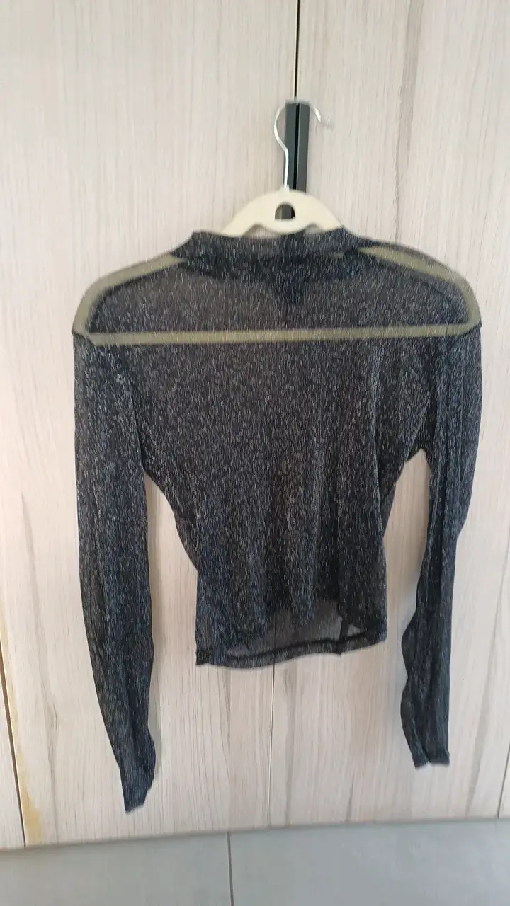 Body de manga larga mas polera con brillo negro - 2