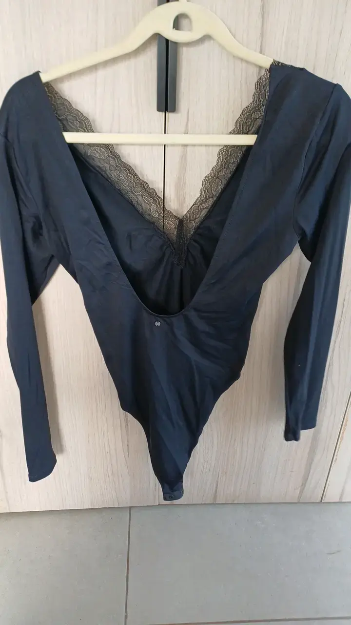 Body de manga larga mas polera con brillo negro - 4