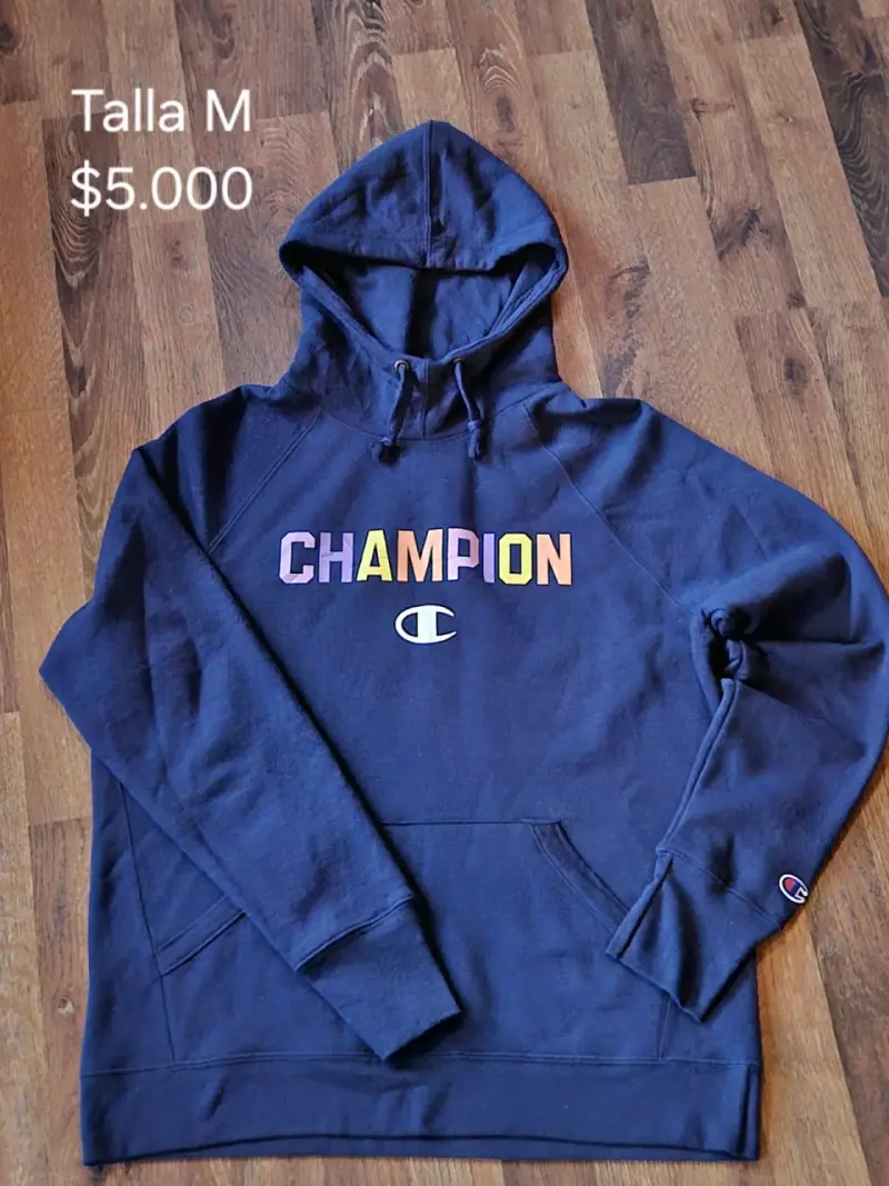 Polerón con capucha Champion azul talla M - 1