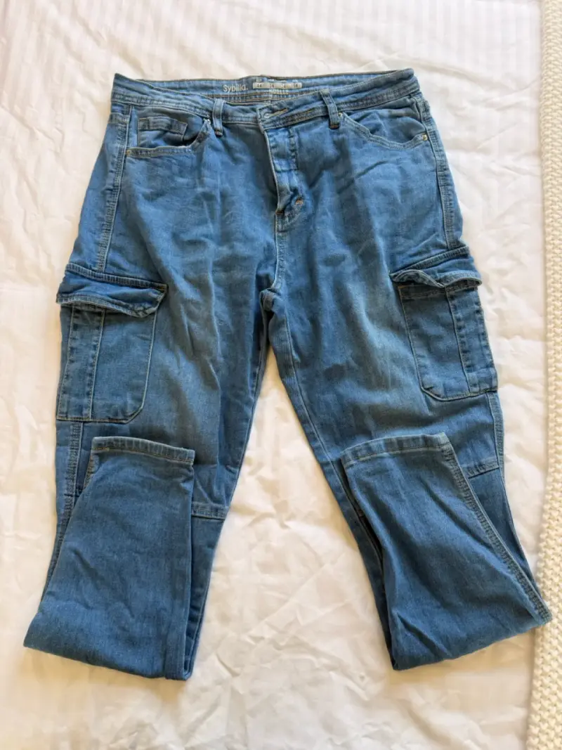 2 Jeans cargo azul para mujer - 2
