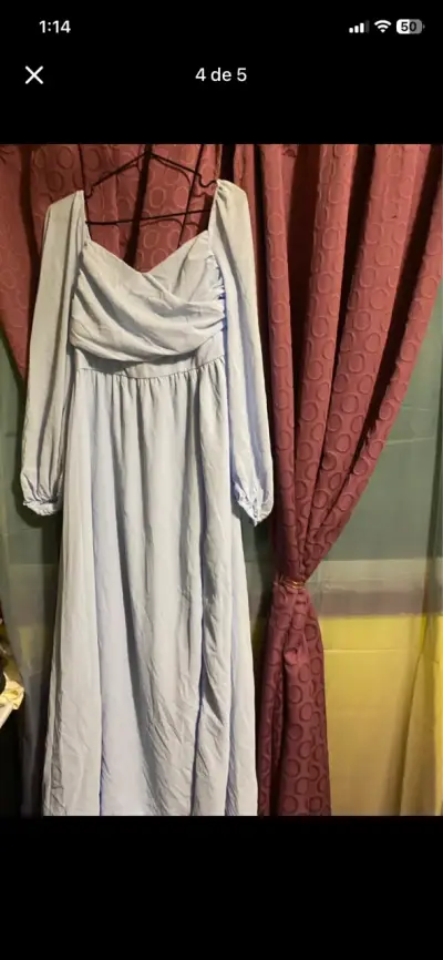 Vestido largo azul con mangas largas Shein - miniatura 3