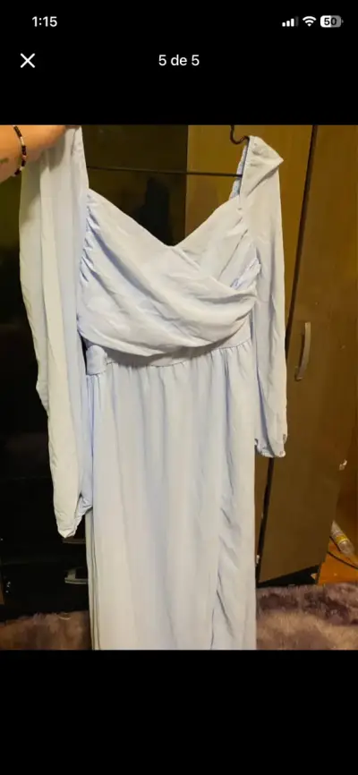 Vestido largo azul con mangas largas Shein - miniatura 4