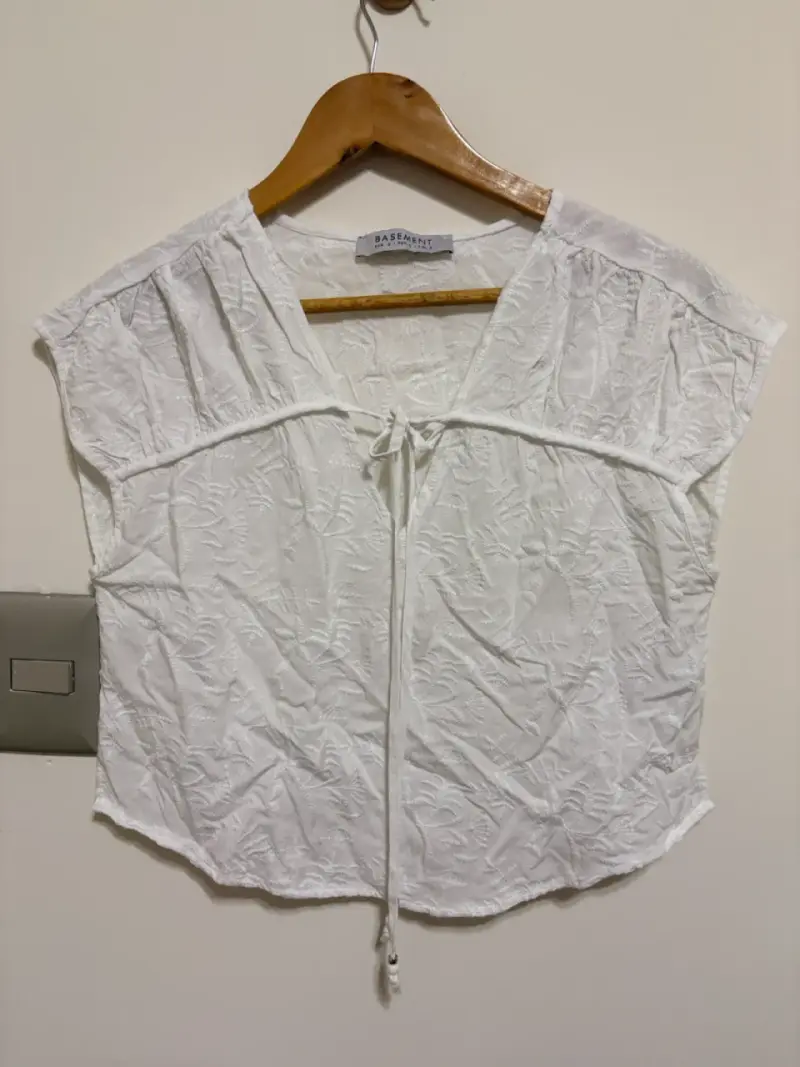 Blusa Blanca de Encaje Basement - 1