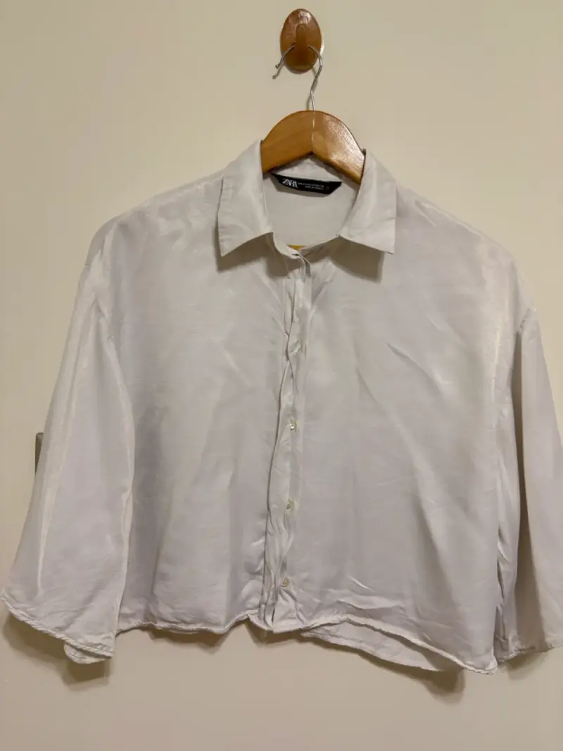 Blusa Blanca Satinada Zara Mujer - 2