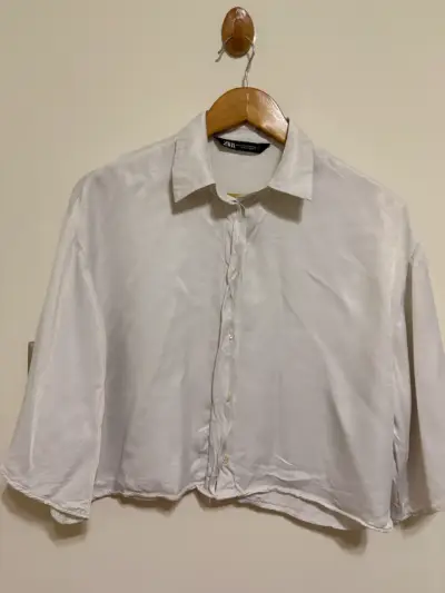 Blusa Blanca Satinada Zara Mujer - miniatura 2