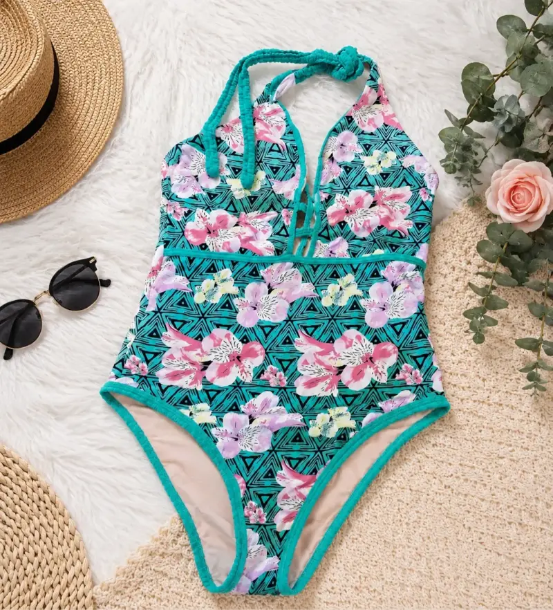 Traje de baño entero floral para mujer talla L