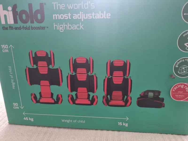 Silla de auto ajustable Hifold roja y negra - 3