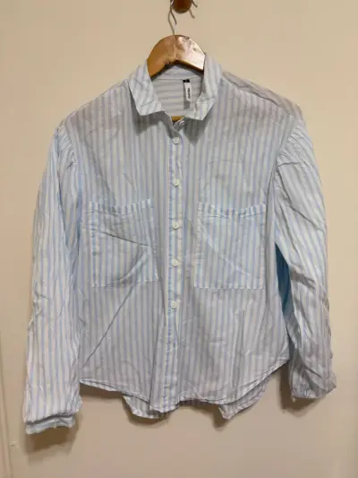 Camisa a rayas celeste para mujer Sybilla - miniatura 1