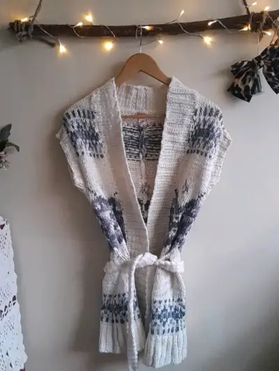 Chaleco abierto tejido blanco y gris Mossimo - miniatura 1