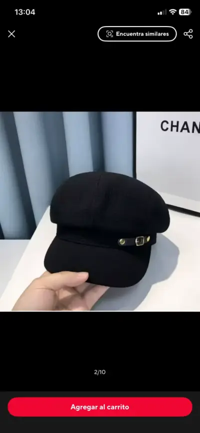 Gorra estilo boina negra con hebilla - miniatura 2