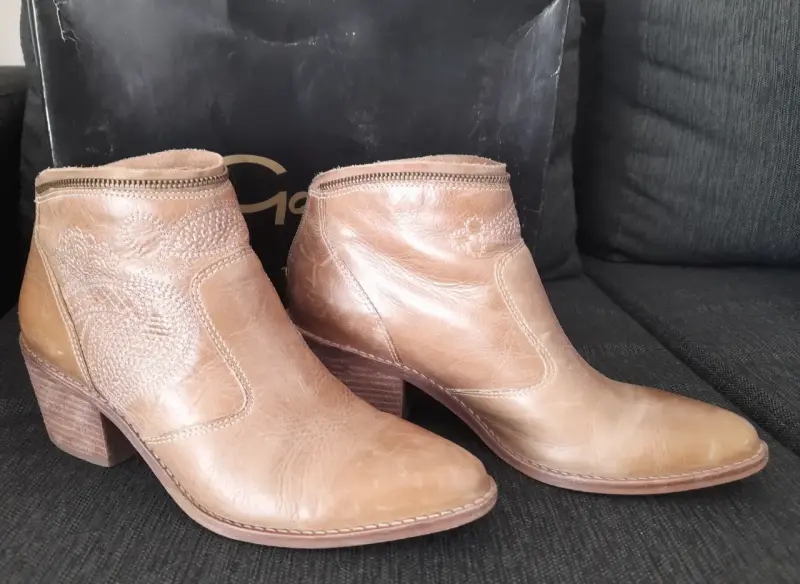Botines de cuero marrón con tacón Gacel - 1