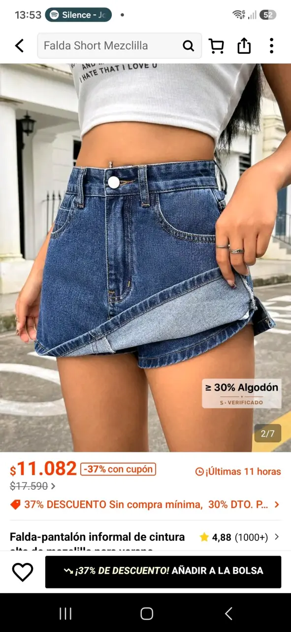 Falda short de mezclilla azul Shein