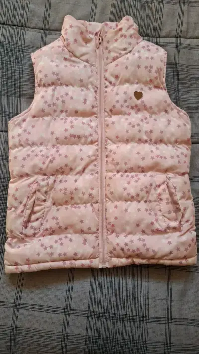 Chaleco acolchado rosa con estrellas para niña - miniatura 2