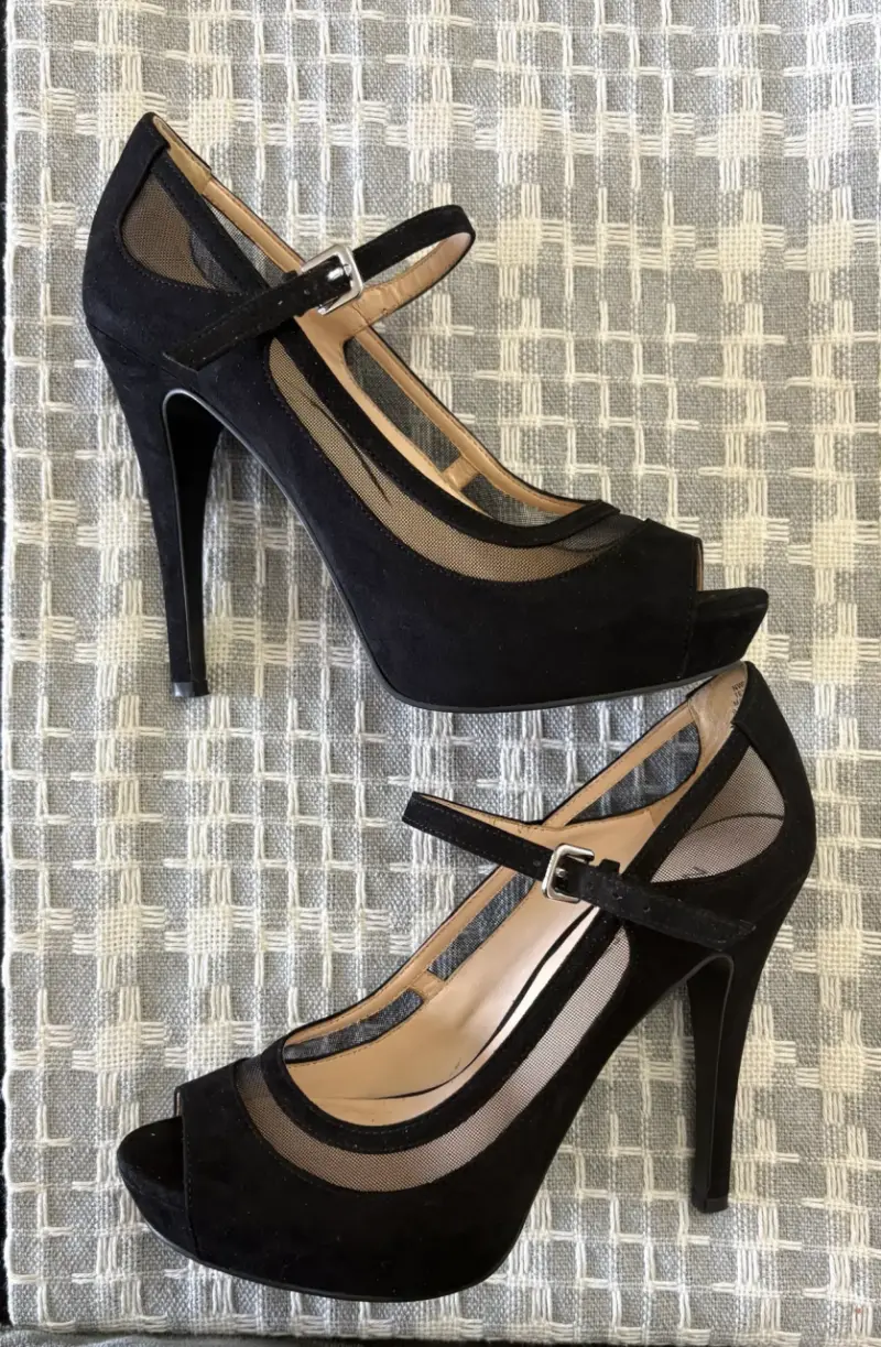 Tacones negros Nine West con diseño de malla - 3