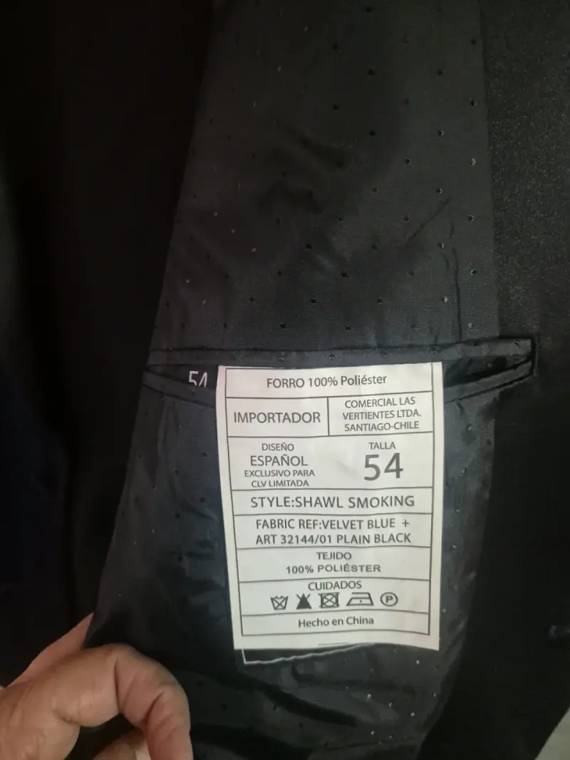 Traje de terciopelo azul con solapa negra - 2